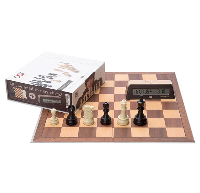 DGT Chess Starter Box Brown — Board, Pieces & Clock - DGT Chess Mauritius