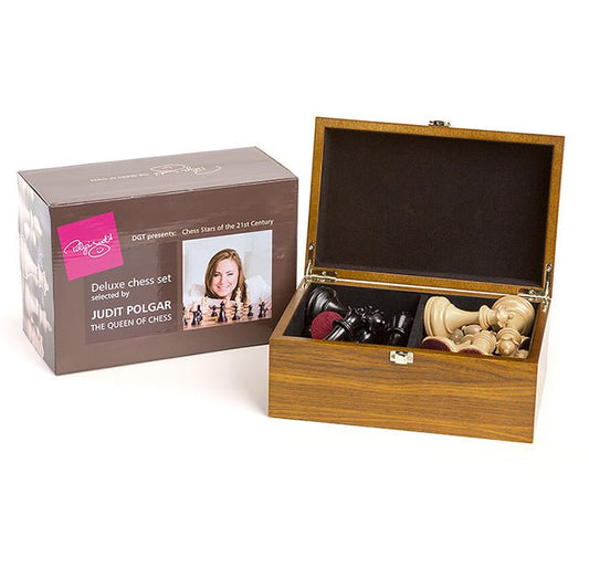 Judit Polgar Deluxe Wooden Chess Pieces in Box - DGT Chess Mauritius